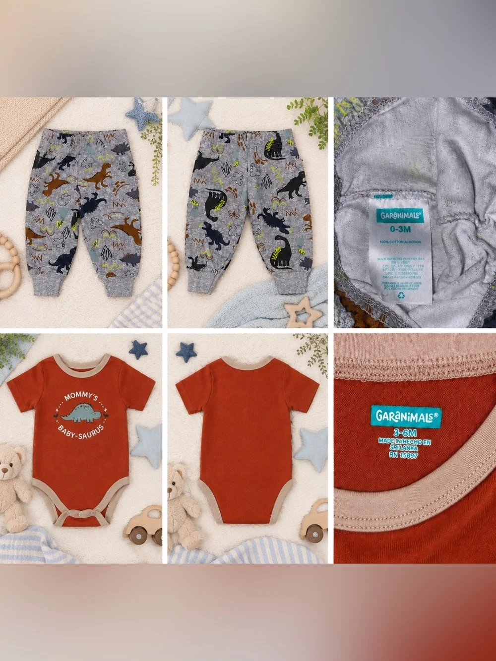 Garanimals Baby Boy Dinosaur Outfit Set 0-3M & 3-6M